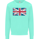 Distressed Union Jack Flag Great Britain Kids Sweatshirt Jumper Peppermint