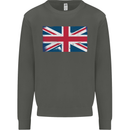 Distressed Union Jack Flag Great Britain Kids Sweatshirt Jumper Storm Grey