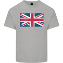 Distressed Union Jack Flag Great Britain Kids T-Shirt Childrens Sports Grey