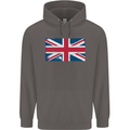 Distressed Union Jack Flag Great Britain Mens 80% Cotton Hoodie Charcoal