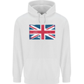 Distressed Union Jack Flag Great Britain Mens 80% Cotton Hoodie White