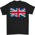 Distressed Union Jack Flag Great Britain Mens T-Shirt Cotton Gildan Black