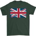 Distressed Union Jack Flag Great Britain Mens T-Shirt Cotton Gildan Forest Green