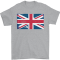 Distressed Union Jack Flag Great Britain Mens T-Shirt Cotton Gildan Sports Grey
