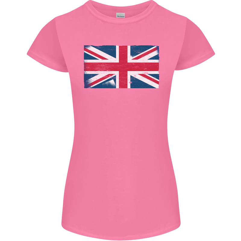 Distressed Union Jack Flag Great Britain Womens Petite Cut T-Shirt Azalea