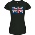 Distressed Union Jack Flag Great Britain Womens Petite Cut T-Shirt Black