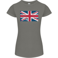 Distressed Union Jack Flag Great Britain Womens Petite Cut T-Shirt Charcoal