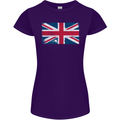 Distressed Union Jack Flag Great Britain Womens Petite Cut T-Shirt Purple