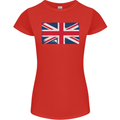 Distressed Union Jack Flag Great Britain Womens Petite Cut T-Shirt Red
