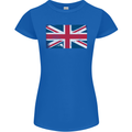 Distressed Union Jack Flag Great Britain Womens Petite Cut T-Shirt Royal Blue
