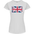 Distressed Union Jack Flag Great Britain Womens Petite Cut T-Shirt White