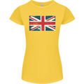 Distressed Union Jack Flag Great Britain Womens Petite Cut T-Shirt Yellow
