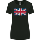 Distressed Union Jack Flag Great Britain Womens Wider Cut T-Shirt Black