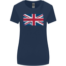 Distressed Union Jack Flag Great Britain Womens Wider Cut T-Shirt Navy Blue