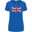 Distressed Union Jack Flag Great Britain Womens Wider Cut T-Shirt Royal Blue