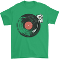 Distressed Vinyl Turntable DJ DJing Mens T-Shirt Cotton Gildan Irish Green