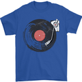 Distressed Vinyl Turntable DJ DJing Mens T-Shirt Cotton Gildan Royal Blue