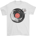 Distressed Vinyl Turntable DJ DJing Mens T-Shirt Cotton Gildan White