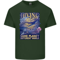 Diver Same Planet Different World Mens Cotton T-Shirt Tee Top Forest Green