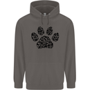 Dog Paw Print Word Art Mens 80% Cotton Hoodie Charcoal