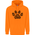 Dog Paw Print Word Art Mens 80% Cotton Hoodie Orange
