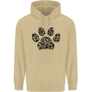 Dog Paw Print Word Art Mens 80% Cotton Hoodie Sand