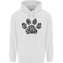 Dog Paw Print Word Art Mens 80% Cotton Hoodie White