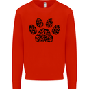 Dog Paw Print Word Art Mens Sweatshirt Jumper Bright Red