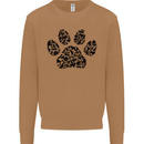 Dog Paw Print Word Art Mens Sweatshirt Jumper Caramel Latte