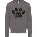 Dog Paw Print Word Art Mens Sweatshirt Jumper Charcoal