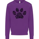 Dog Paw Print Word Art Mens Sweatshirt Jumper Purple