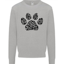 Dog Paw Print Word Art Mens Sweatshirt Jumper Sports Grey