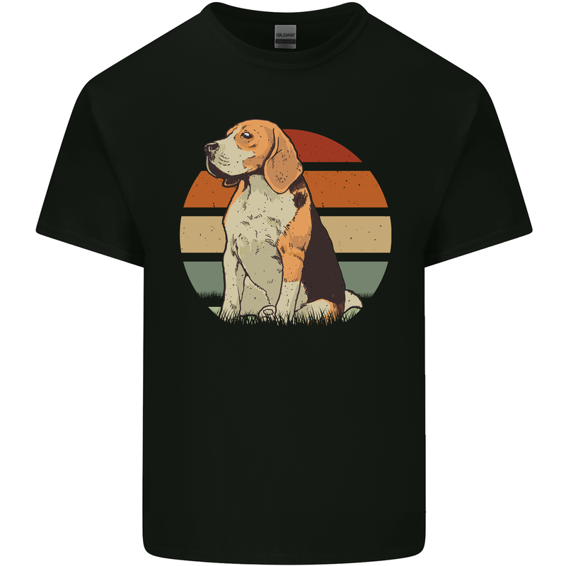 Dogs Beagle With a Retro Sunset Background Mens Cotton T-Shirt Tee Top Black