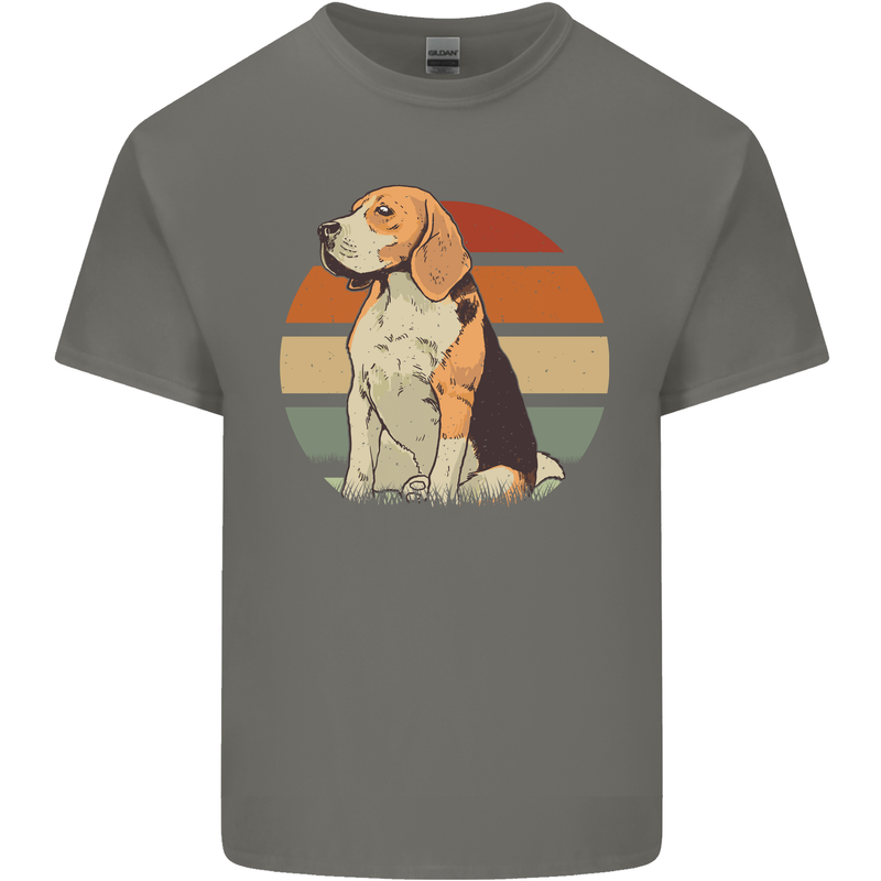 Dogs Beagle With a Retro Sunset Background Mens Cotton T-Shirt Tee Top Charcoal