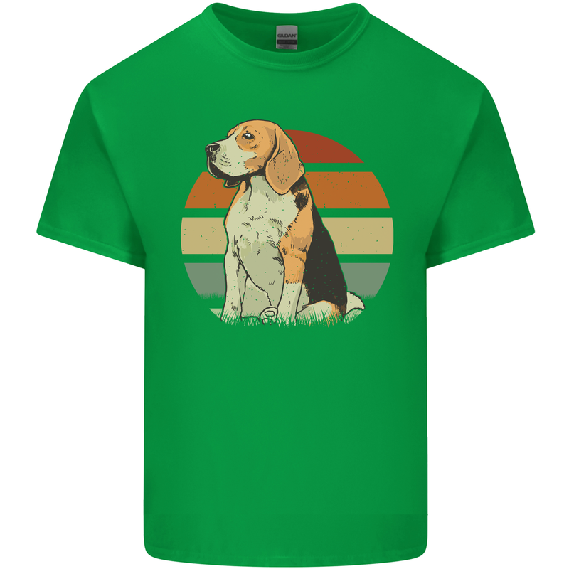 Dogs Beagle With a Retro Sunset Background Mens Cotton T-Shirt Tee Top Irish Green