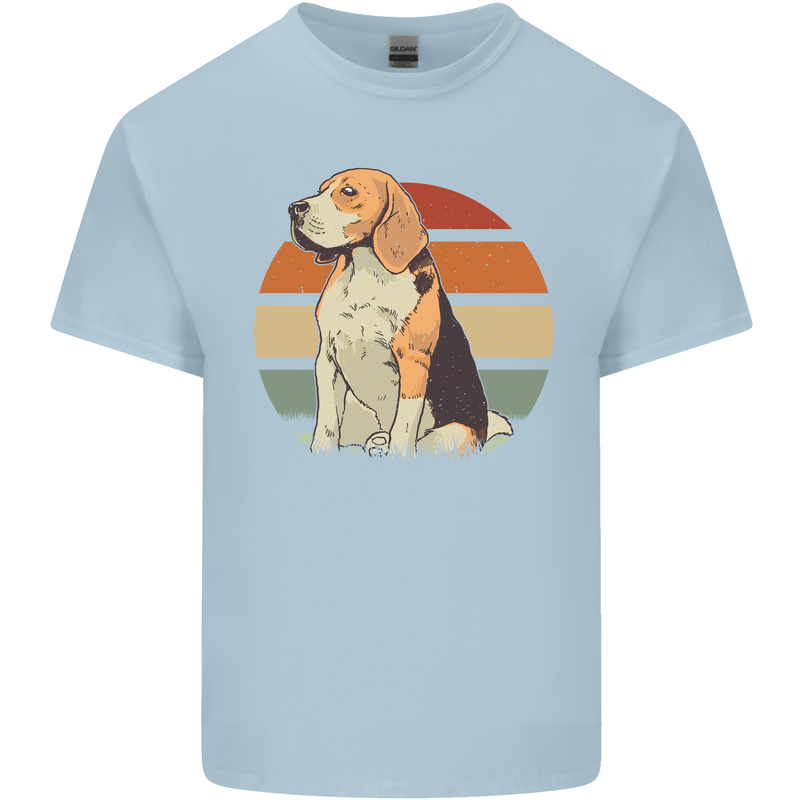 Dogs Beagle With a Retro Sunset Background Mens Cotton T-Shirt Tee Top Light Blue