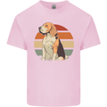 Dogs Beagle With a Retro Sunset Background Mens Cotton T-Shirt Tee Top Light Pink