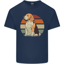 Dogs Beagle With a Retro Sunset Background Mens Cotton T-Shirt Tee Top Navy Blue
