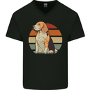 Dogs Beagle With a Retro Sunset Background Mens V-Neck Cotton T-Shirt Black