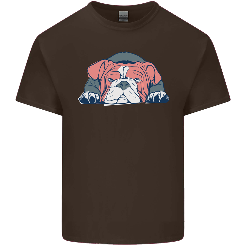 Dogs English Bulldog Mens Cotton T-Shirt Tee Top Dark Chocolate