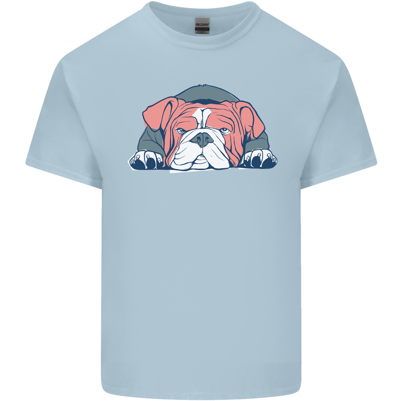 Dogs English Bulldog Mens Cotton T-Shirt Tee Top Light Blue