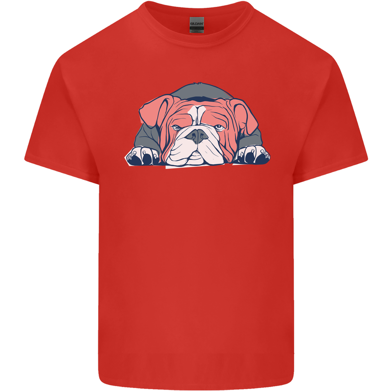 Dogs English Bulldog Mens Cotton T-Shirt Tee Top Red
