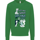 Dogs Have Owners Cats Have Staff Funny Mens Sweatshirt Jumper Irish Green