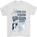 Dogs Have Owners Cats Have Staff Funny Mens T-Shirt Cotton Gildan White