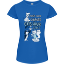 Dogs Have Owners Cats Have Staff Funny Womens Petite Cut T-Shirt Royal Blue