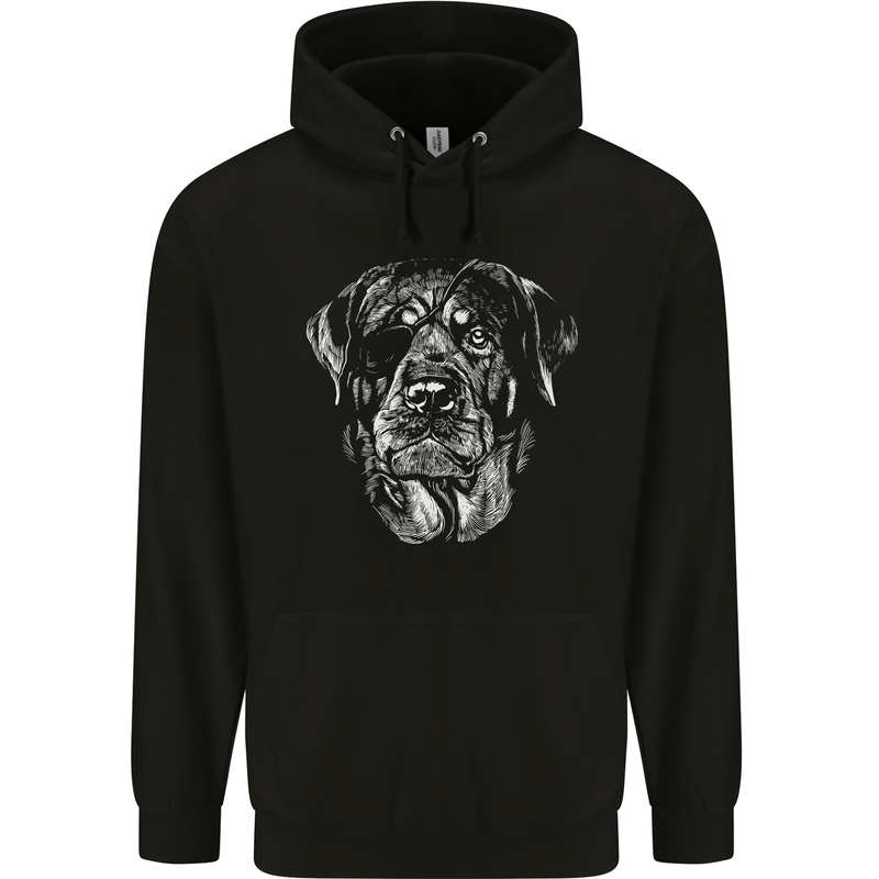 Dogs Rottweiler with Eye Patch Childrens Kids Hoodie Black