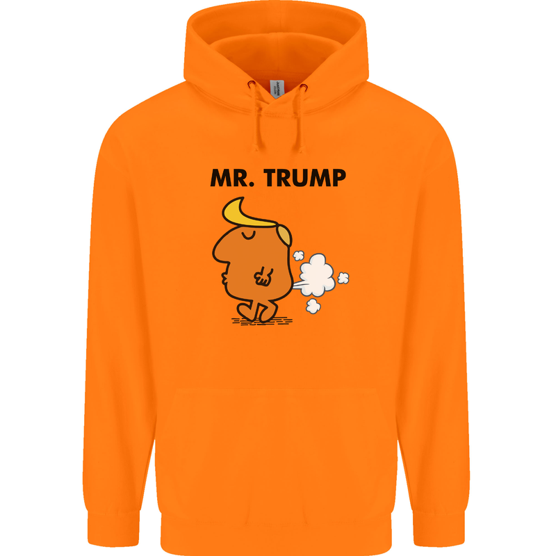 Donald Trump Fart Farting Flatulence Funny Childrens Kids Hoodie Orange