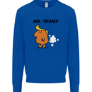 Donald Trump Fart Farting Flatulence Funny Kids Sweatshirt Jumper Royal Blue