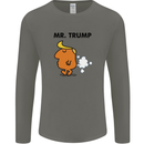 Donald Trump Fart Farting Flatulence Funny Mens Long Sleeve T-Shirt Charcoal