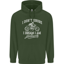 Dont Snore I Dream I'm a Motorcycle Biker Mens 80% Cotton Hoodie Forest Green